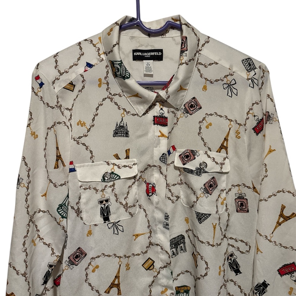 Karl Lagerfeld White Button Down Shirt Classic Design - Picture 3 of 4